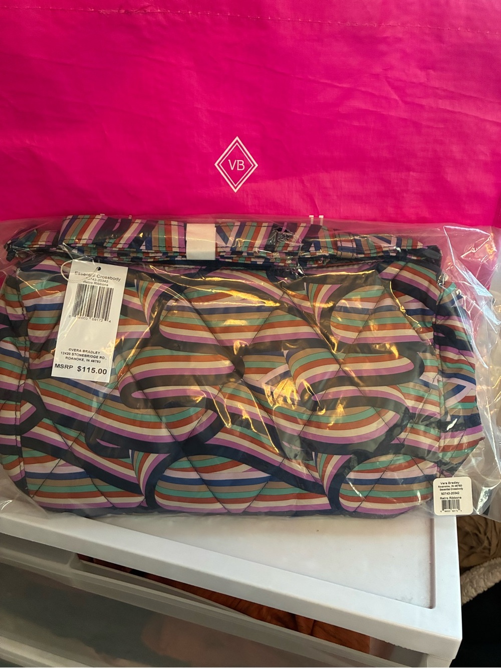 Vera Bradley essential Crossbody retro ribbons rainbow Ultralight
